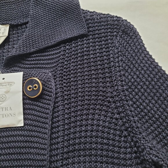 Talbots Double-Breasted Knit Coat Sweater 3/4 Sleeve Navy Nautical Preppy Size S - Picture 12 of 13